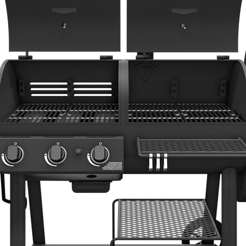 OKLAHOMA JOE'S® Canyon™ Charcoal and Propane Gas Combination Smoker and Grill, Black Steel, 24203004