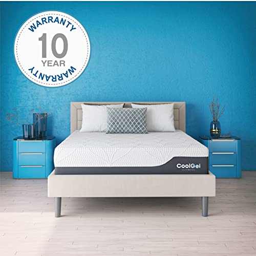 Cool Gel Chill Memory Foam 14-Inch Mattress with 2 Pillows,CertiPUR-US Certified, Mattress in a Box, King, White