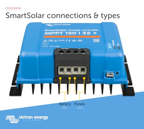 Victron Energy SmartSolar MPPT Solar Charge Controller (Bluetooth) - Charge Controllers for Solar Panels - 150V 35 amp 12/24/36/48-Volt