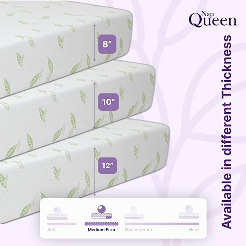 NapQueen Twin XL Size Mattress, 12 Inch Anula Green Tea Infused Memory Foam Mattress, Twin XL Size Mattress Bed in a Box, CertiPUR-US Certified Mattress