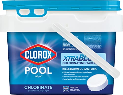 Clorox® Pool&Spa™ XtraBlue 3” Swimming Pool Chlorinating Tablets, Kills Bacteria & Stops Algae (25 LB)