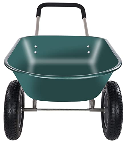 Elevon Dual-Wheel Home Garden Yard Utility Wheelbarrow Cart with Built-in Stand