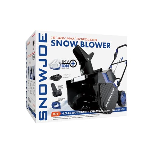 Snow Joe 24V-X2-SB18-TV1 24-Volt IONMAX Snow Blower Bundle (w/ 2 x 4.0-Ah Batteries, Dual Port Charger, Cover, Ice Dozer)