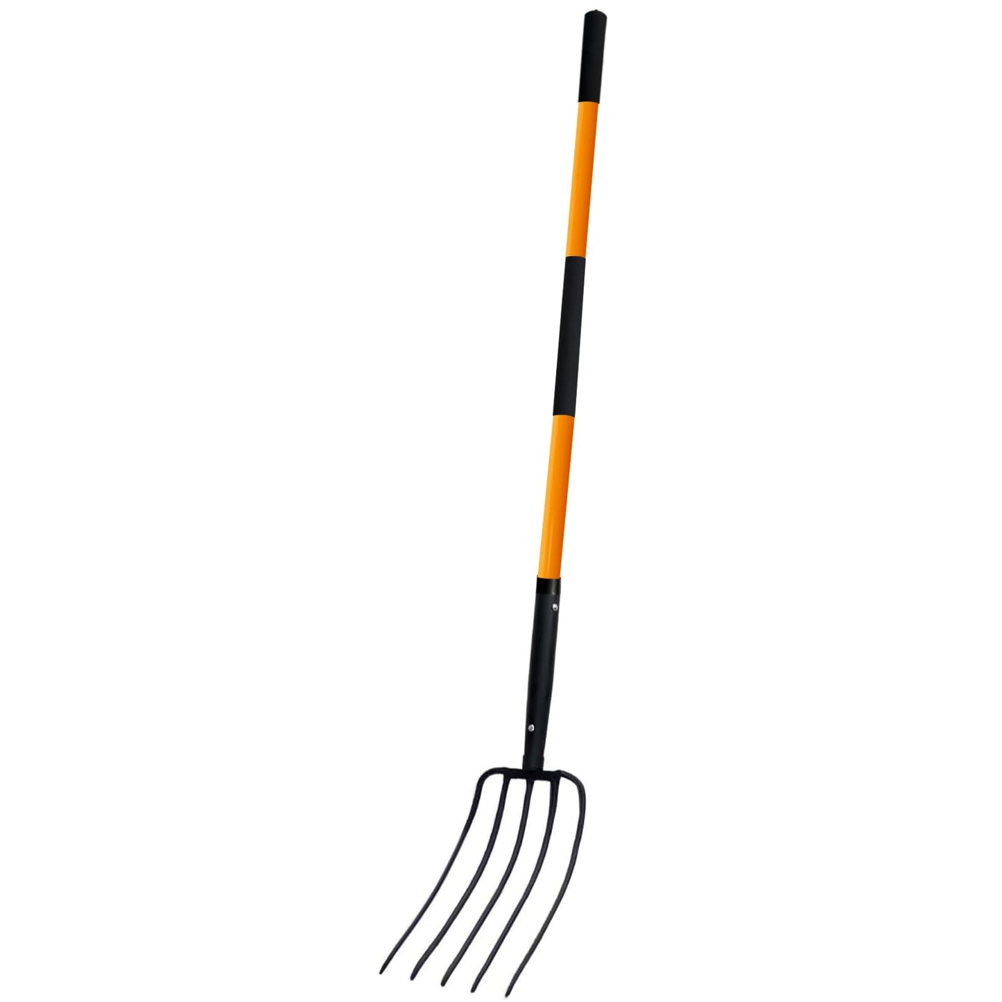 Nohovu 5 Tine Pitchfork for Gardening, Heavy Duty Pitchfork with Fiberglass Handle, Garden Fork for Mulching, 58 Inches