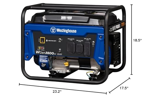 Westinghouse Outdoor Power Equipment 4650 Peak Watt Portable Generator, RV Ready 30A Outlet, Gas Powered, CO Sensor