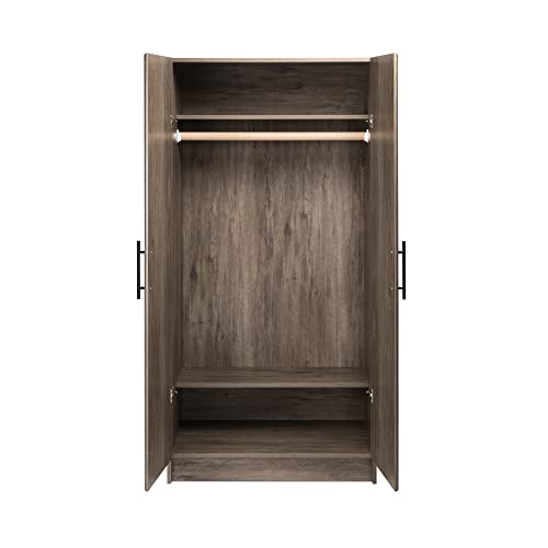 Prepac Elite 32" Storage Cabinet Closet, Gray Storage Cabinet, Linen Cabinet, Wardrobe Cabinet with Hanging Rail and Shelves 20" D x 32" W x 35" H, DEW-3264