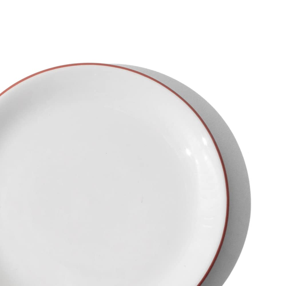 Made In Cookware - Set of 4 - Bread and Butter Plates - White With Red Rim - Porcelain - Crafted in England