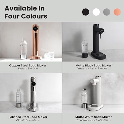 MonTen Soda Sparkling Water Maker - Polished Steel Carbonator - Includes 900ML Bottle - Made with Premium Stainless Steel - Compatible with Screw-In Sodastream & Soda Sense CO2 Cylinders