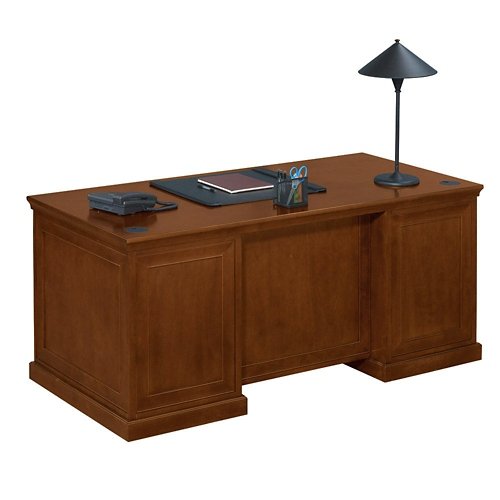 nbf signature series Statesman Double Pedestal Executive Desk - 68" W Chestnut Cherry Office Desk, Ergonomic Desk, Computer Desk, Working Desk, PC Desk for Home or Office