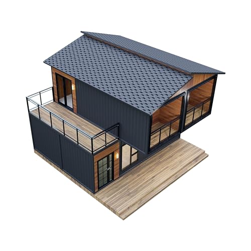 Barn Homes Double Story Flat Pack House with Bathroom and Kitchen, Foldable Tiny Home, 20ft & 40ft, Mobile House, Modular Homes, Container Homes, Tiny House to Live in, Cabin Prefab (40FT)