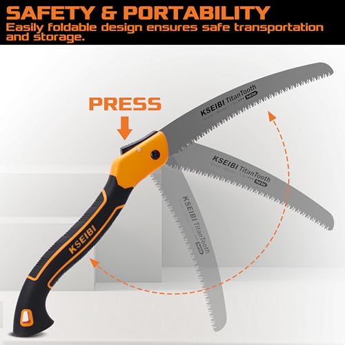 KSEIBI Folding Saw - Camping Saw, Camp Saw, SK-4 Steel Hand Saw for Campers, Portable 10 Inch Wood Pruning Saw for Gardening, Carpentry and Smooth, Precise Cuts, Pruning Hand Saw for Outdoor Use