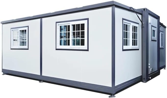 Budget Portable Prefab 1BR Tiny Home 19x20ft, Container House, Mobile Expandable Plastic Steel Prefab House for Hotel, Booth, Office, Guard House, Shop, Villa, Warehouse, Workshop, Storage