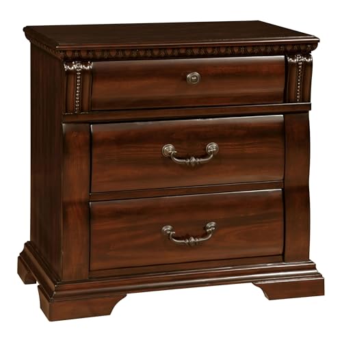 Furniture of America FOA Oulette 2-Piece Cherry Solid Wood Bedroom Set - Cal King + Nightstand