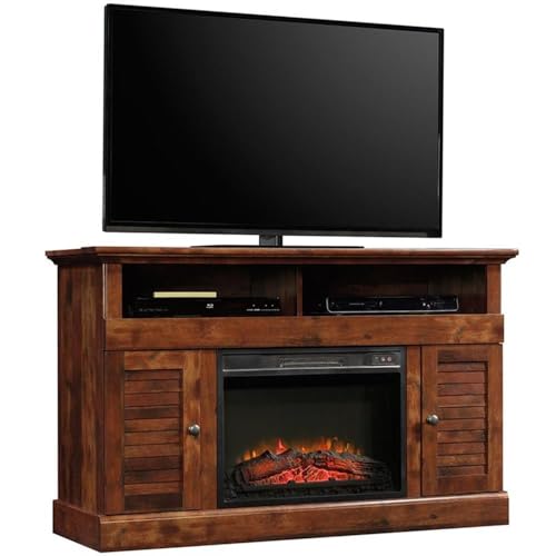 Pemberly Row 52" Electric Fireplace Heater TV Stand Console in Curado Cherry