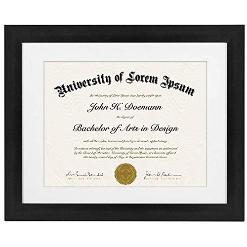 Americanflat 11x14 Diploma Frame with Shatter-Resistant Glass - Use as 8.5x11 Frame with Mat or 11x14 Frame without Mat - Legacy Collection - Thin Picture Frame for Wall Display - Black