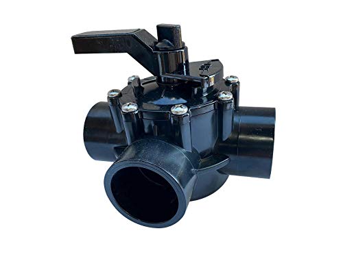 FibroPool Swimming Pool Diverter Valve - 1 1/2 Inch - 3 Way - Positive Seal & Non Lube Replacement Valve for Pools and Spas Black