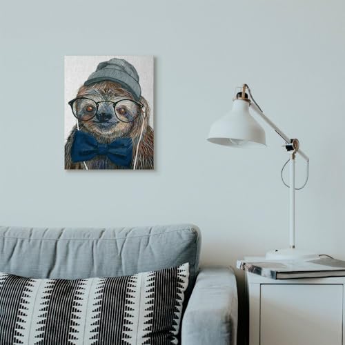 Stupell Industries Modern Sloth Funny Animal Portrait Drawing Canvas Wall Art, 16x20, Multicolor