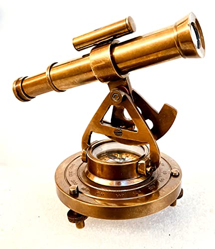 Brass Alidade Decorative Telescope 4" with Base Compass Gifts (4 Inch)