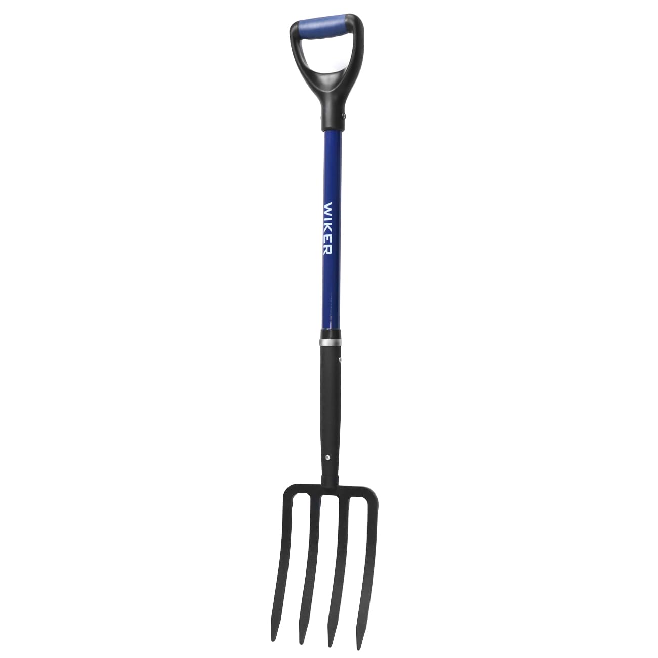 WIKER Pitchfork,Pitchforks for Gardening Digging Composting Spading,4Tines Garden Fork witn Fiberglass Handle,43 Inches