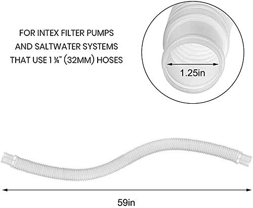 Swimming Pool Replacement Hose,Replacement Hose for Above Ground Pools,59” Long 1.25" Diameter Filter Pump Hose,Compatible with Pump Model 607, 637.