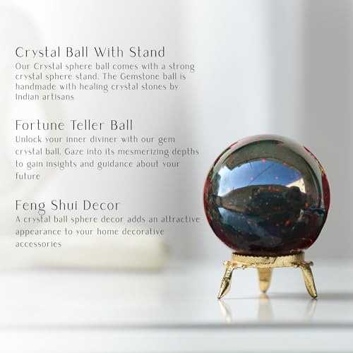 Bloodstone, Crystal Ball, Large Crystal Sphere, Feng Shui Decor, Witchy Home Decor, Crystal Sphere, Decorative Balls For Home Decor, Fortune Teller, Real Crystal Ball, Crystal Gazing Ball 40mm Ball