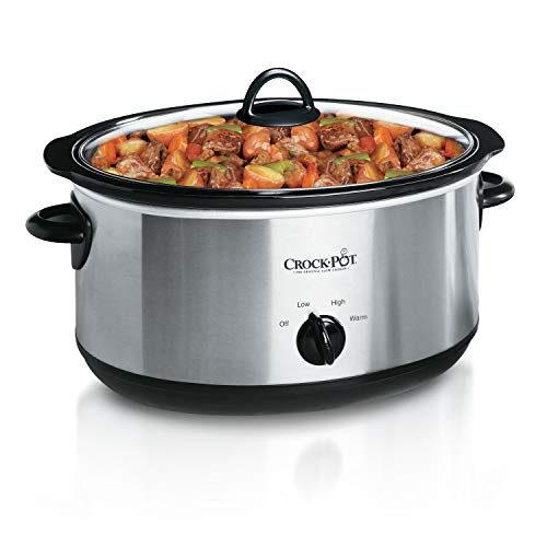 Crock-Pot 7 Quart Oval Manual Slow Cooker, Stainless Steel (SCV700-S-BR), Versatile Cookware for Large Families or Entertaining
