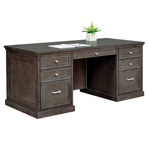 nbf signature series Statesman Double Pedestal Executive Desk - 68" W Chestnut Cherry Office Desk, Ergonomic Desk, Computer Desk, Working Desk, PC Desk for Home or Office