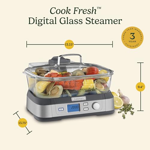Cuisinart STM-1000 Cook Fresh Digital Glass Steamer, One Size, Stainless Steel