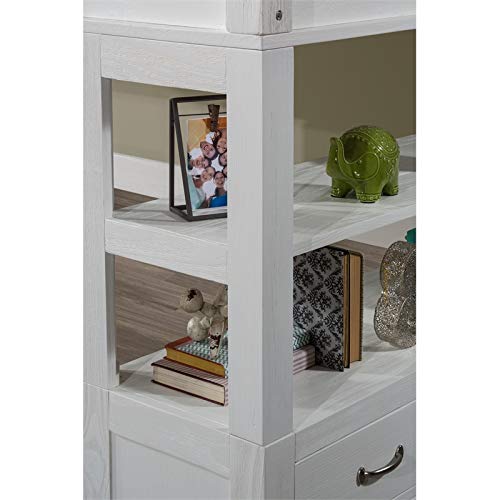 Pemberly Row Twin Wooden Loft Bed with Dresser and Hanging Nightstand in White