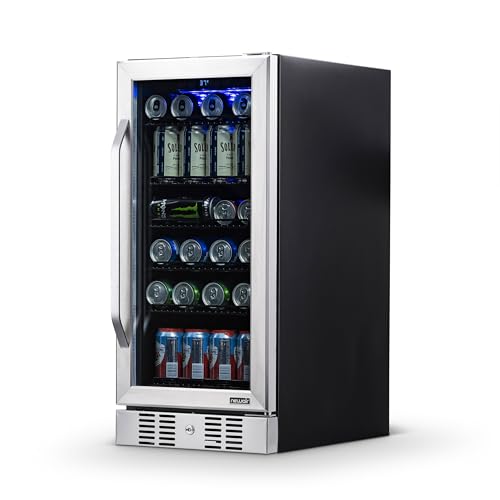 NewAir Beverage Refrigerator Cooler with 96 Can Capacity - Built-in Mini Bar Beer Fridge for Bedroom, Dorm, Office - Small Refrigerator Cools to 34F Perfect For Beer, Soda, And Drinks