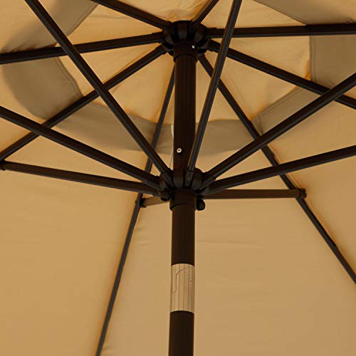 Blissun 9' Outdoor Patio Umbrella, Outdoor Table Umbrella, Yard Umbrella, Market Umbrella with 8 Sturdy Ribs, Push Button Tilt and Crank (Tan)