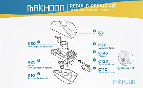 MAKHOON Rebuild Repair Kit Replacement for Automatic Pool Cleaner Polaris Zodiac 280 (Not Compatible with Polaris 360 380)