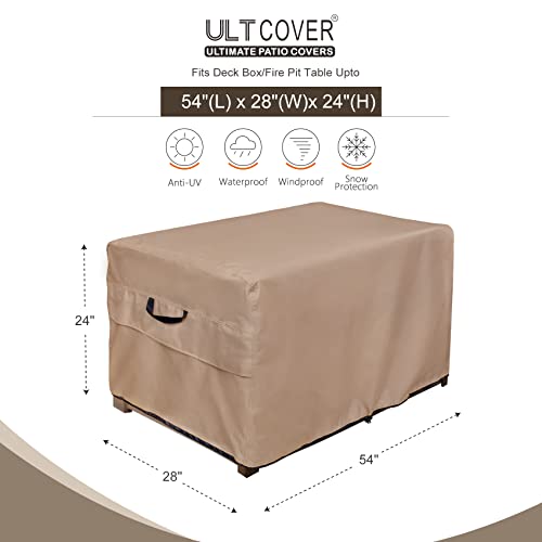 ULTCOVER Patio Deck Box Storage Bench Cover - Waterproof Outdoor Rectangular Fire Pit Table Cover 54 x 28 inch