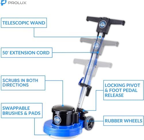 Prolux Core Hard Floor Buffer and Tile Floor Electric Scrubber Machine - 13 inch Home or Office Model