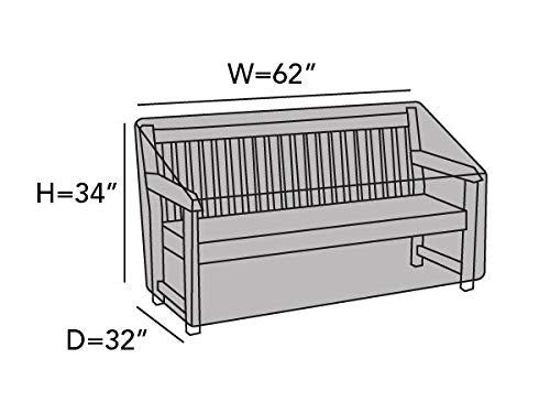 Covermates Outdoor Patio Bench Cover - Light Weight Material, Weather Resistant, Elastic Hem, Seating and Chair Covers, 62W x 32D x 34H, Green