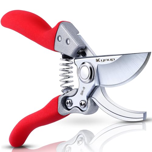 Kynup Pruning Shears for Gardening, Garden Hand Shears, Professional Bypass Pruner Hand Shears Heavy Duty, Pruners for Gardening, Garden Clippers, Hedge Shears, Garden Tools(Red)