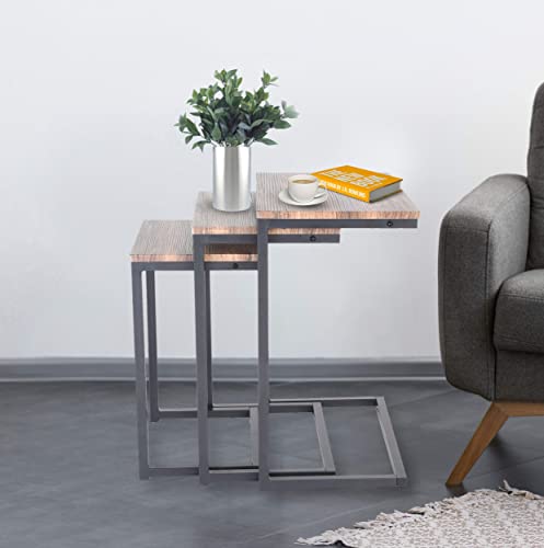 Zenvida Nesting Side/End Tables Set of 3 Modern Rustic Stacking Accent Furniture