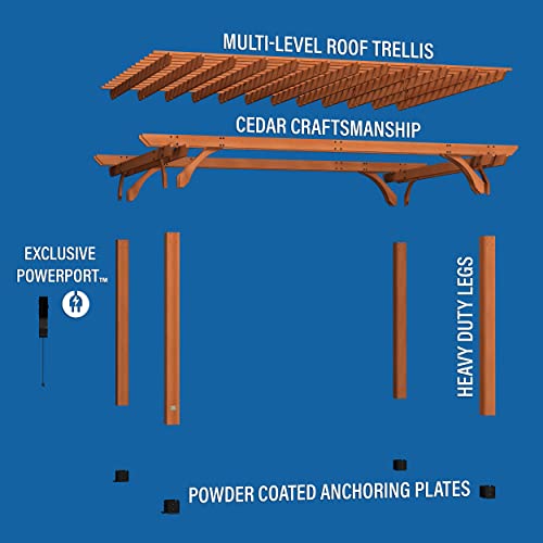 Backyard Discovery Beaumont 16 ft. x 12 ft. All Cedar Wooden Pergola Kit for Backyard, Deck, Garden, Patio, Outdoor Entertaining | Wind Rated at 100 MPH Light Brown