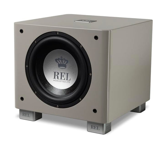 REL T/9x, 10” Subwoofer with Sealed Design, High Gloss Grey - Powerful Bass for HiFi Home Theater and Stereo Systems.