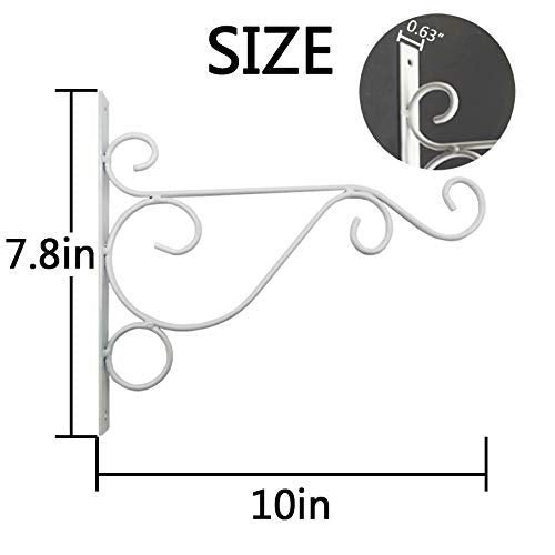 TIHOOD 4PCS Metal Plant Bracket Iron Wall Mount Lanterns Hangers for Hanging Bird Feeders, Lanterns, Wind Chimes, Planters, Outdoor Decoration Hooks (White)