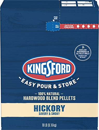 Kingsford 100% Natural Hickory Hardwood Blend Pellets - For All BBQ Grills & Smokers, 18 lbs