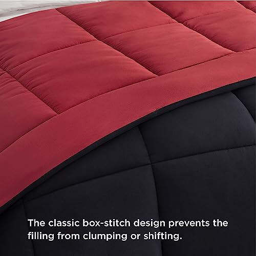 Bedsure California King Reversible Comforter Duvet Insert - All Season Quilted Comforters Cal King Size, Down Alternative Bedding Comforter with Corner Tabs - Red/Black