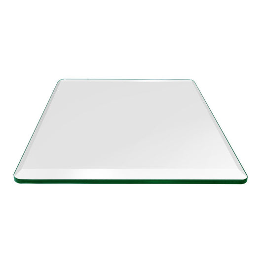 Dulles Glass 48" Square Glass Table Top - Tempered - 1/2" Thick - Bevel Polished Glass - Radius Corners