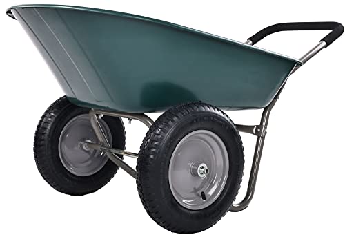 Elevon Dual-Wheel Home Garden Yard Utility Wheelbarrow Cart with Built-in Stand