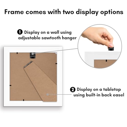 Americanflat 5x5 Picture Frame with Shatter-Resistant Glass - Gallery Style Frame with Engineered Wood - Signature Collection - Photo Frame for Tabletop and Wall Display - White