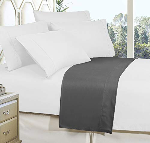 Elegant Comfort Premium Hotel Quality 1-Piece Flat Sheet, Luxury and Softest 1500 Premium Hotel Quality Microfiber Bedding Flat Sheet, Wrinkle-Free, Stain-Resistant, California King, Grey