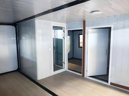Outdoor prefabricated Container House, Expandable Folding Tiny House, Outdoor Expandable Container House with 2 Bedroom Set up, 19ft*20ft pre fab Luxury Home with Secured Door and Windows