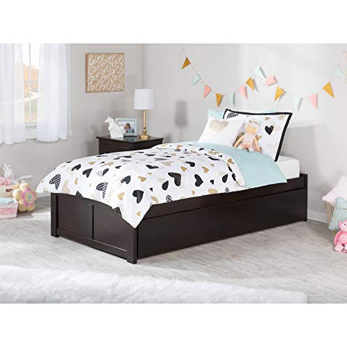 AFI Concord Twin Extra Long Platform Bed with Footboard and Twin Extra Long Trundle in Espresso