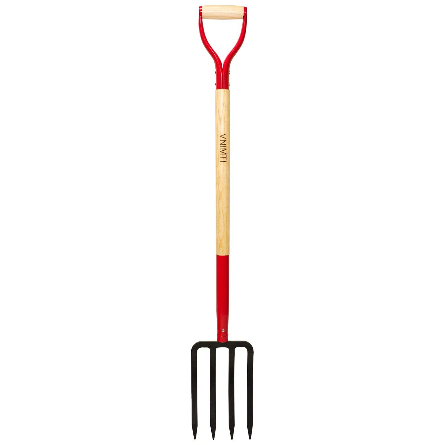 VNIMTI Garden Fork,4-Tine Spading Fork,Compost Fork,Steel Digging Fork,45Inch,Steel Y-Grip,Wooden Handel