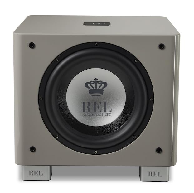 REL T/9x, 10” Subwoofer with Sealed Design, High Gloss Grey - Powerful Bass for HiFi Home Theater and Stereo Systems.